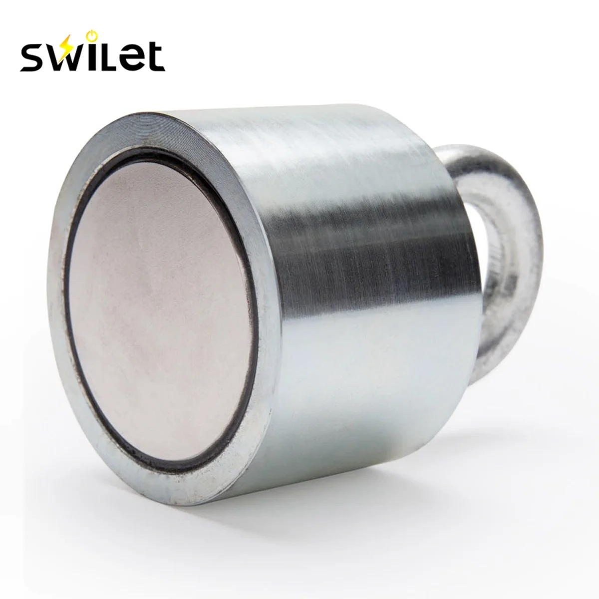 

SWILET 1PCS 55x40mm 30kg Neodymium Recovery Magnet Metal Detector with Handle Ringscrew High Quality Powerful