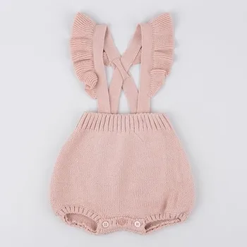 

2017 fall ruffles infant baby knitted leotard newborn baby girls and boys sweater rompers boutique jumpersuit for autumn