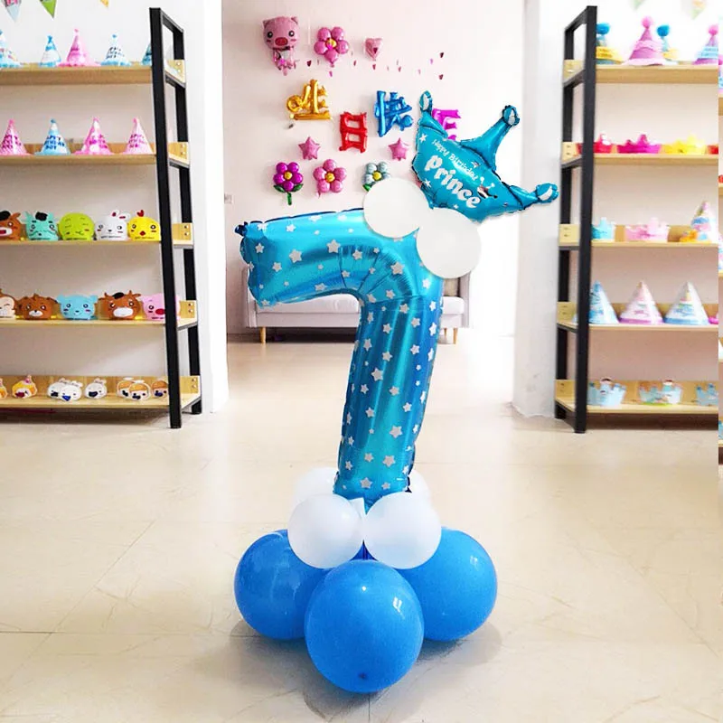 Воздушные шары из фольги с цифрами Tronzo, 13 шт., воздушные шары для первого дня рождения, украшения для вечеринки в честь Дня Рождения, детский душ, Свадебный фольгированный шар - Цвет: BLUE B 7