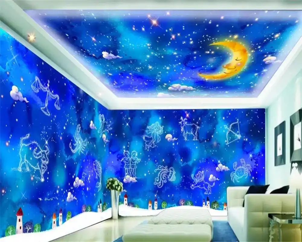 Beibehang Wallpaper Kustom Foto Langit Berbintang 12 Constellation