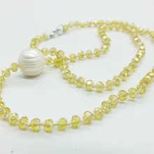 Солнце, белые облака, пляж, классический летний кристалл, жемчужное ожерелье 18"