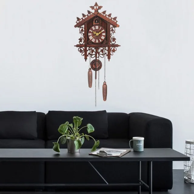1pc Retro Vintage Wall Clock Hanging Handcraft Wooden House 1pc Retro Vintage Wall Clock Hanging Handcraft Wooden House Style Clocks For Living Room