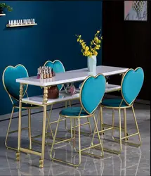 Golden Simple Nail Table and Chair Combination Cosmetic Table Single Double Triple Manicure Table Suit Iron Arts Nordic