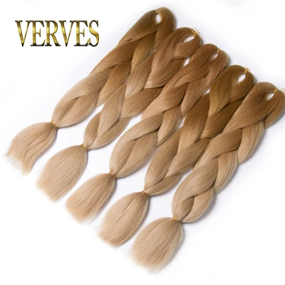 #8 VERVES, Омбре, плетение волос, 100 г/шт., 24 дюйма, 1 шт., синтетический, три, два тона, тепловое волокно, вязанное крючком, огромные косы, наращивание волос - Цвет: #8
