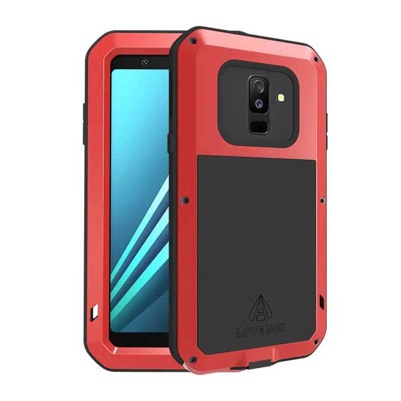 

Aluminum Metal Outdoor Sport Shockproof Armor Case For Samsung Galaxy A6 2018 / Plus +Gorilla Glass For Samsung A6 2018 Case A 6
