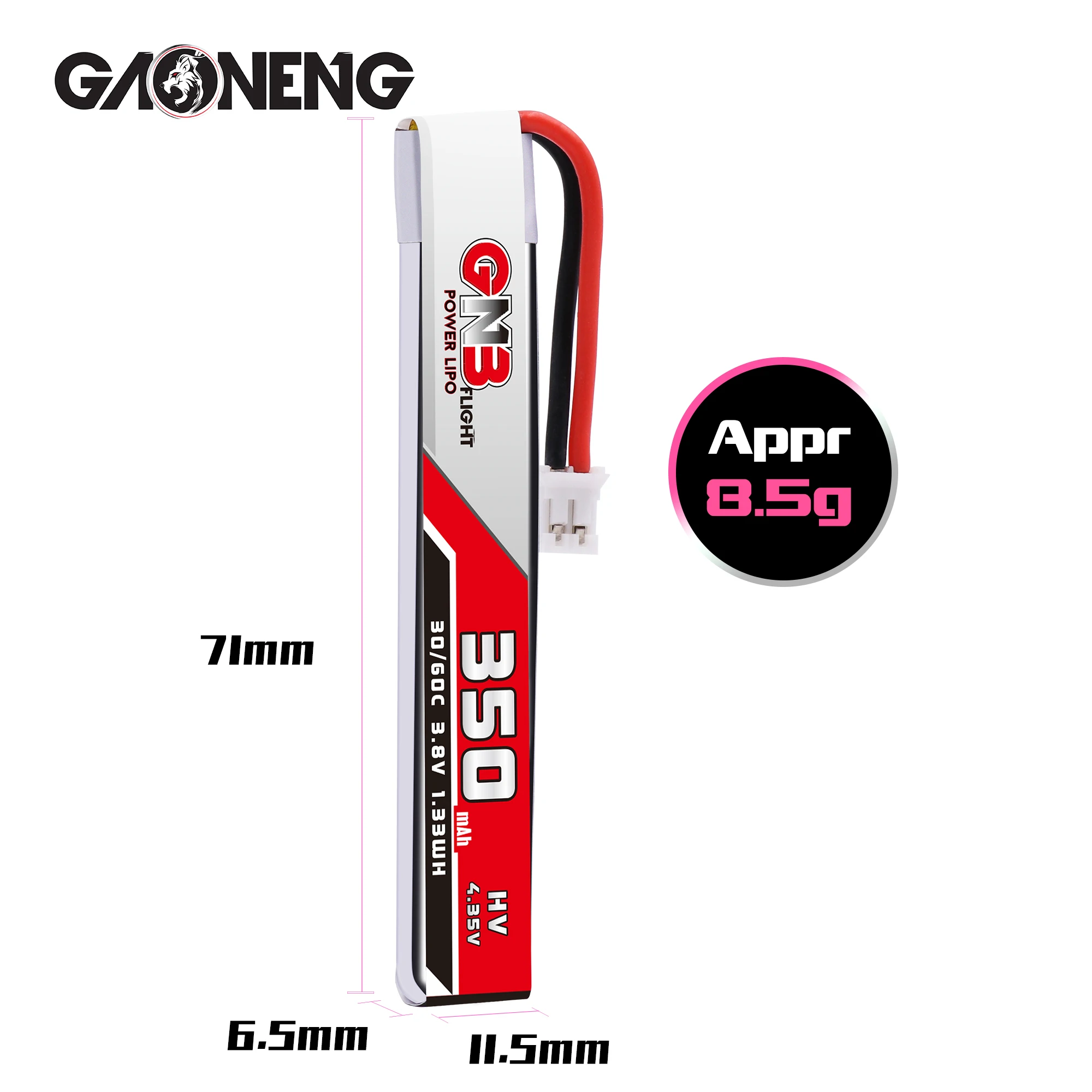 5 шт. GAONENG 1S 350mAh 3,8 V 30C/60C 4,35 V HV Lipo аккумулятор PH2.0 разъем для BetaFPV 65S UK65 Blade индуктрикс UR65 крошечный Дрон Whoop