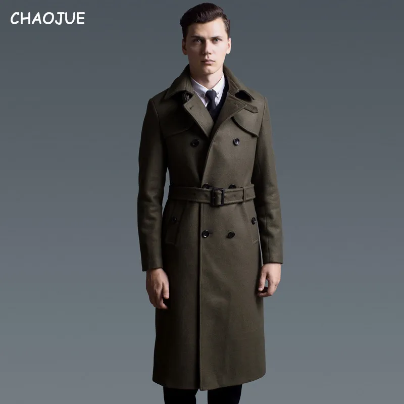 CHAOJUE Extra long wool coat male British double breasted