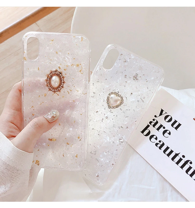 GlamPhoneCase Блеск Любовь, жемчужный чехол для iPhone X XS Max XR Мягкий силиконовый чехол для iPhone 7 8 6 6s Plus чехол