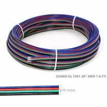 10 м электрические провода кабеля 22 AWG 4pin удлинитель провода кабель UL1007 нити луженая медная проволока для RGB Led полосы 3528 5050