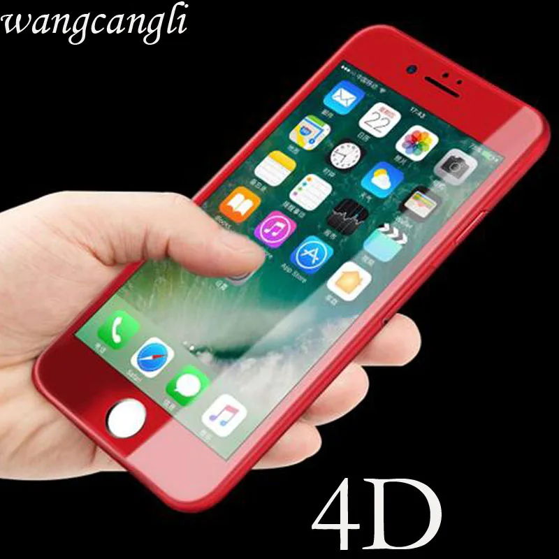 Закаленное стекло красного цвета 4D для iPhone 7 8 Plus полное покрытие (новый 3D)