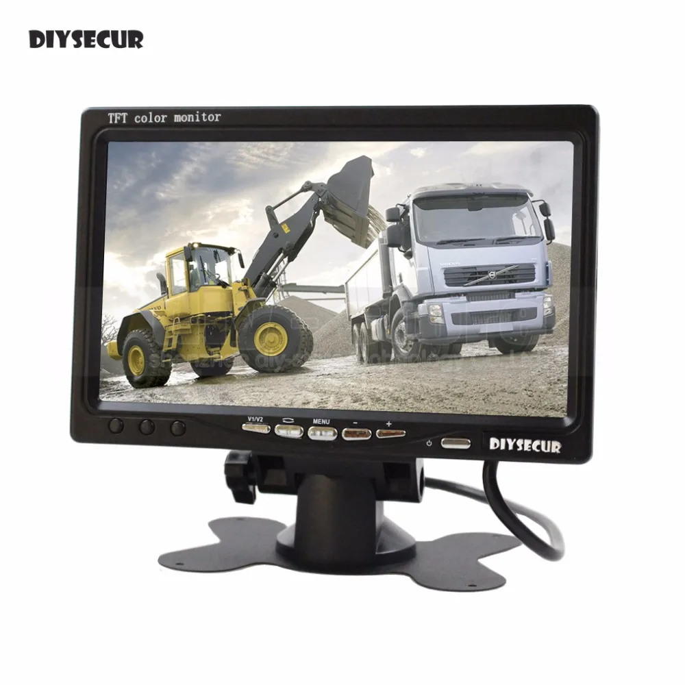 DIYSECUR DC12V 24V 7inch TFT LCD Display Rear View Car Monitor With 2 Video Input for