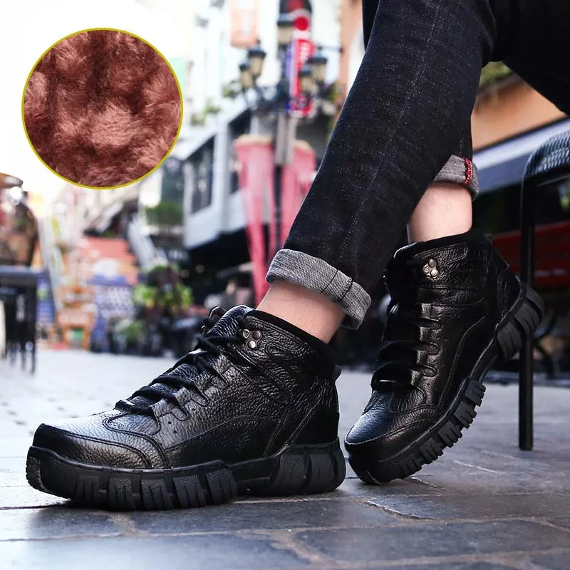 

Masorini Super Warm Winter Men Boots Genuine Leather Boots Men Winter Shoes Men Military Fur Boots for Men Shoes Zapatos WW-020