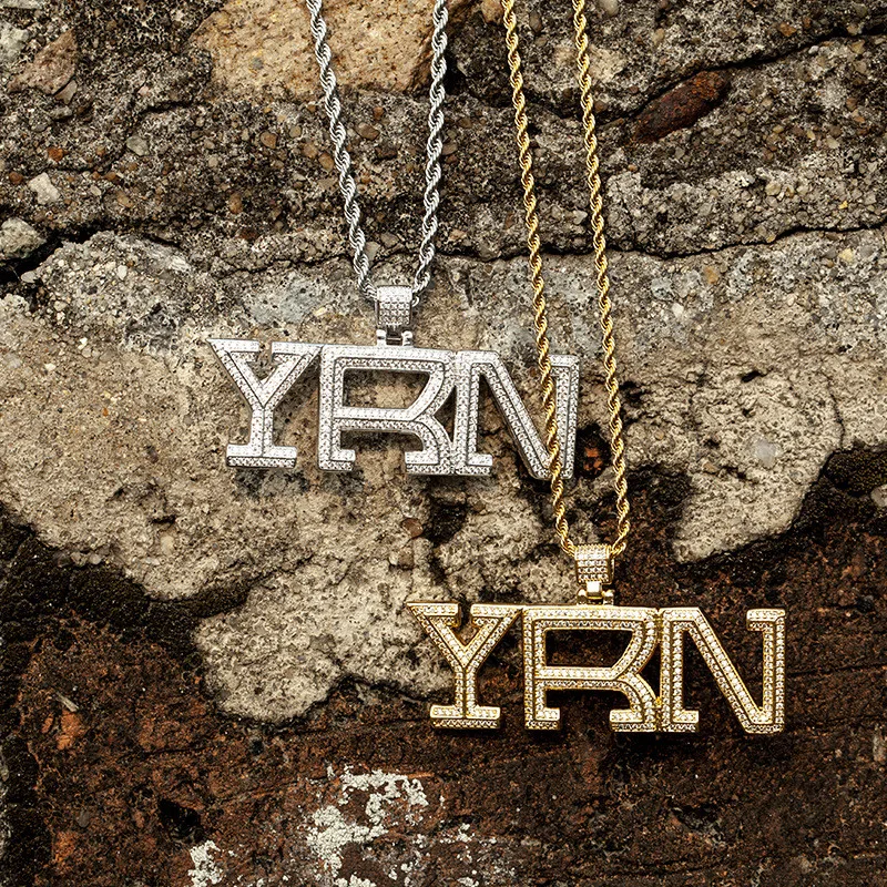 Iced Out YRN ожерелье с кулоном и буквой с золотой цепочкой AAA циркон Новое поступление мужские ожерелья хип хоп ювелирные изделия