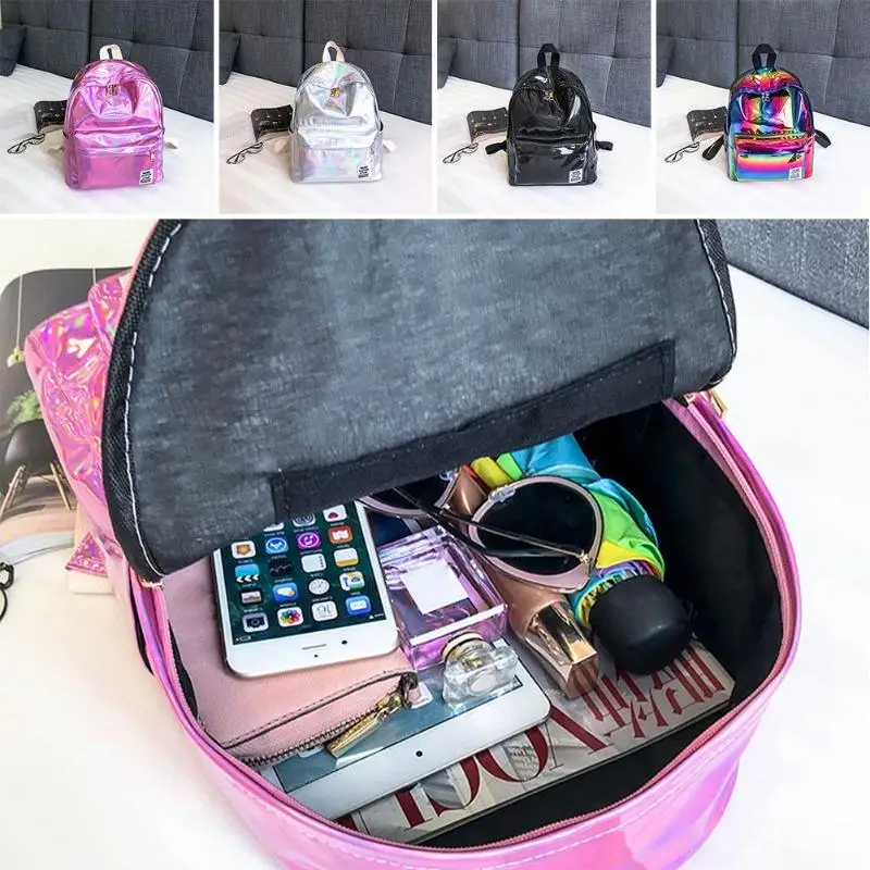Голографический лазерный рюкзак для школьниц, Женская Лазерная цветная Серебряная сумка, голографические рюкзаки, Женский уличный стильный рюкзак Mochila