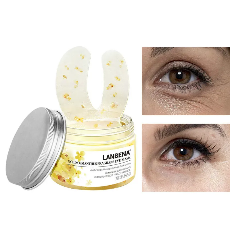 

50Pcs/ Bottle Gold Osmanthus Fragrans Eye Mask Collagen Gel Eye Patch Face Remove Dark Circles Lifting Firming Serum Mask TSLM1