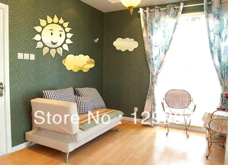 

Солнечный свет тема солнце облака акриловая настенная Зеркальная Наклейка для детей украшение для бисероплетения