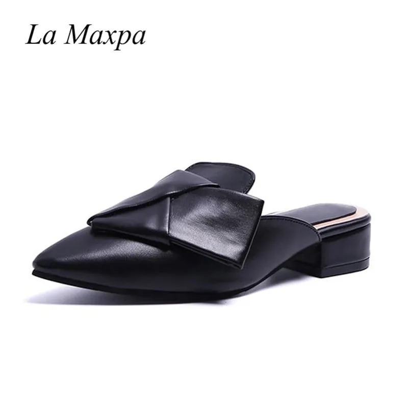 

Slippers 2018 Women Genuine Leather Mule Shoes Slides Women Flat Autumn Plus Size 35-43 Women Shoes Outdoor Zapatos Mujer Shoes