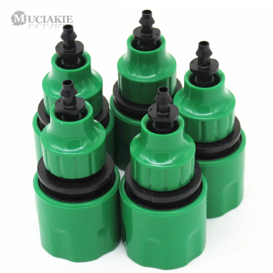 

MUCIAKIE 2PCS Quick Coupling Adapter with 1/4 (ID 4mm) or 3/8'' (8mm) Barbed Connector Drip Tape for Irrigation Garden Watering
