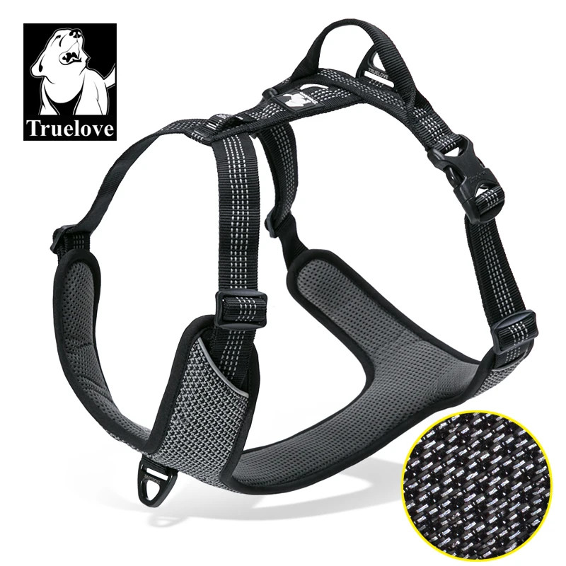 

Truelove Padded Reflective Dog Pet Harness Small Large Soft Walk Adjustable With Handle For Seat Belt 5 Sizes Pet Supplies