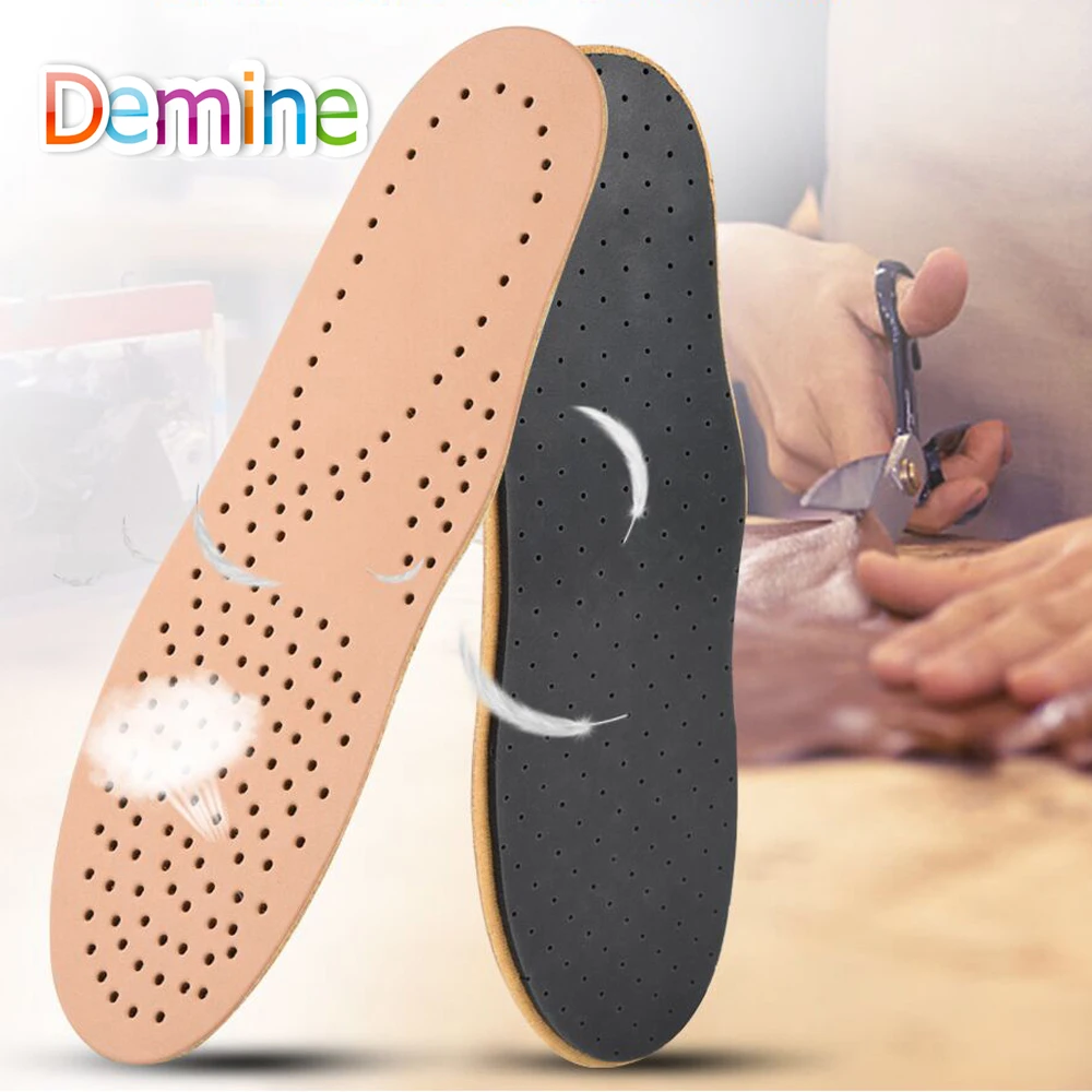 

Demine 3mm Latex Recycled Cowhide Insoles Breathable Sweat-Absorbent Insole Wear-Resistant Shock Absorbing Unisex Leather Insole
