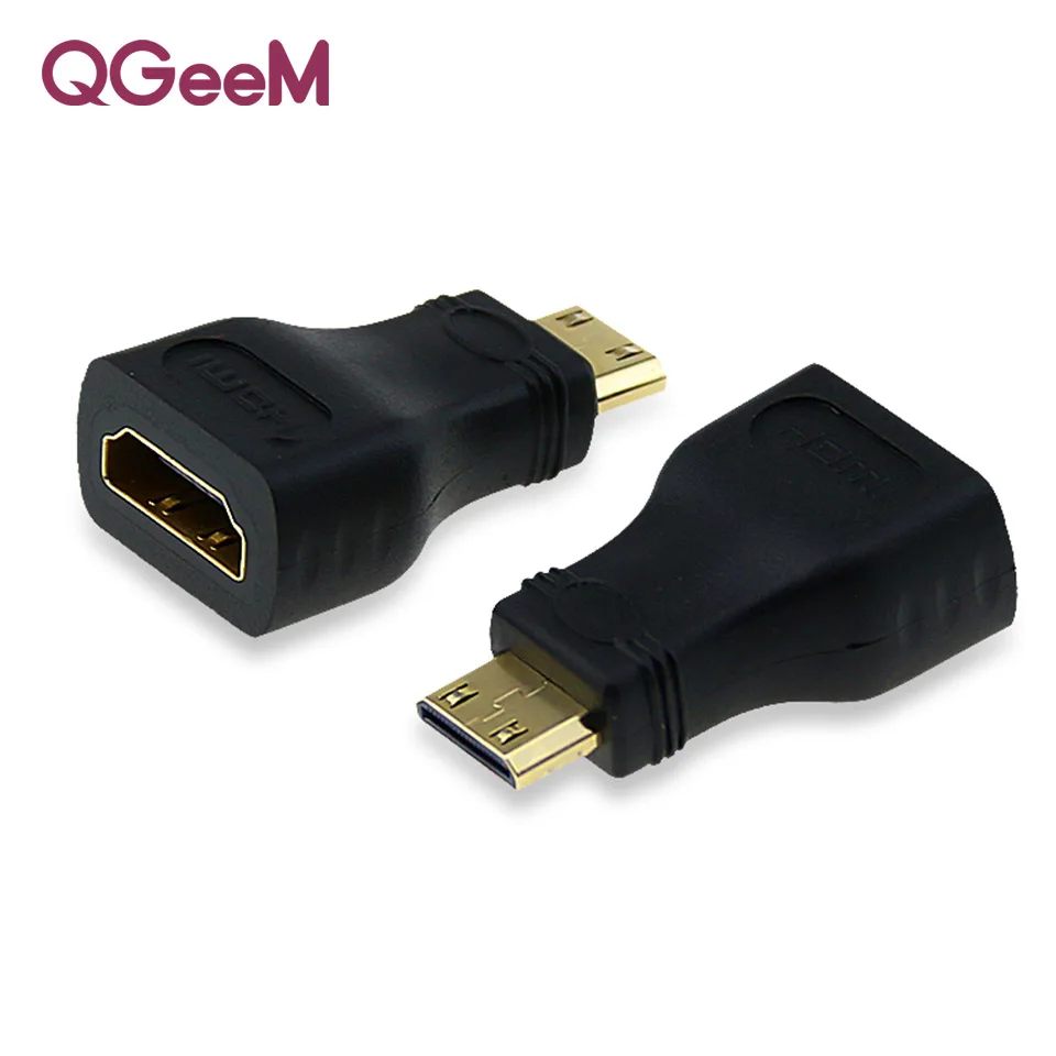 QGeeM MINI HDMI Тип C штекер HDMI Женский адаптер конвертер 1080 P 2K 4K для мини ПК HDTV HD камера 5504 - Цвет: black