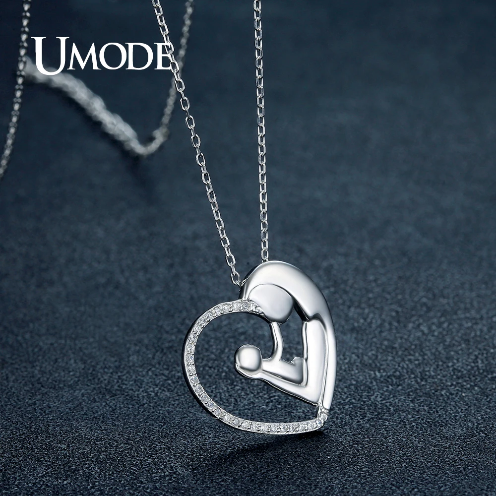 Женское Ожерелье с сердцем UMODE из стерлингового серебра 925 пробы фианитами
