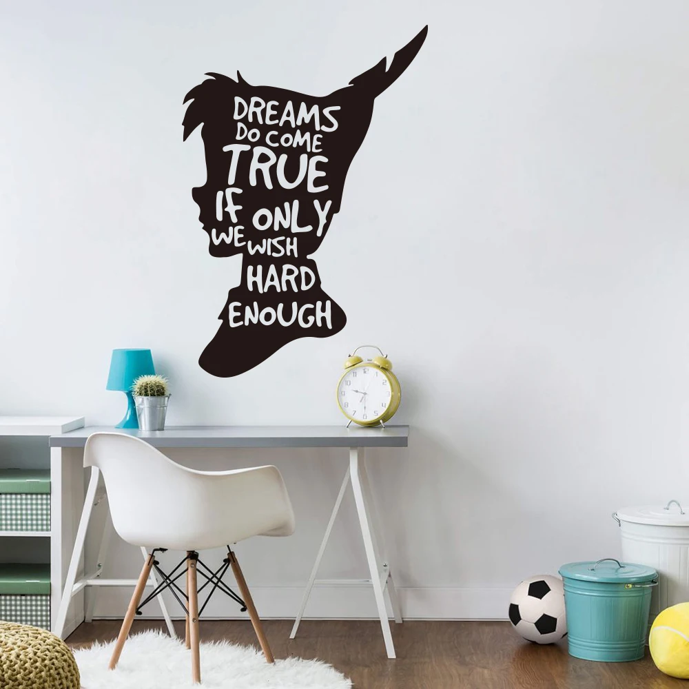 Peter Pan  Dream Quote Wall Decal Nursery Kids Room Tinkerbell Peter Pan Inspirational Quote Wall Sticker Playroom Vinyl Decor (2)