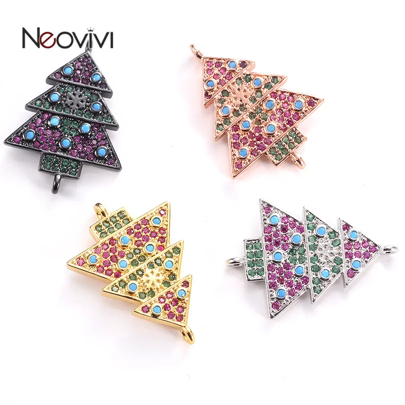 

Neovivi Tree Charms Pave Colorful Zircon Snowflake Black/Silver/Gold/Rose gold Colors Copper Spacer Beads for Jewelry Making