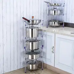 Компактный стеллаж для хранения дома кухня горшок стойку дома прослойка вок поддержки Многослойные
