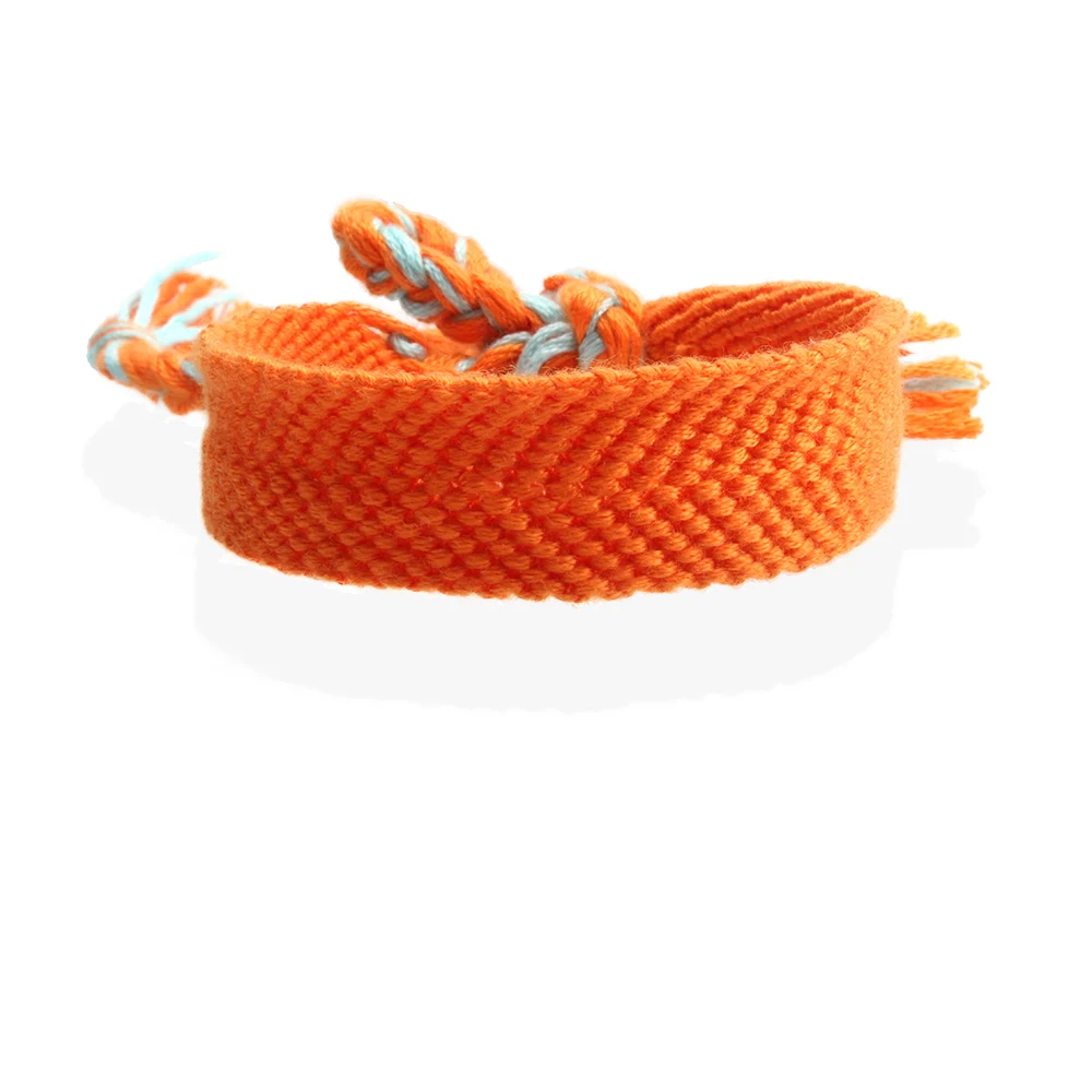 

Bohemian Orange Soild Color Woven Friendship Bracelet Woman Man Femme Hippie Boho Homochromy Chevron Braided Bracelet Beach Gift