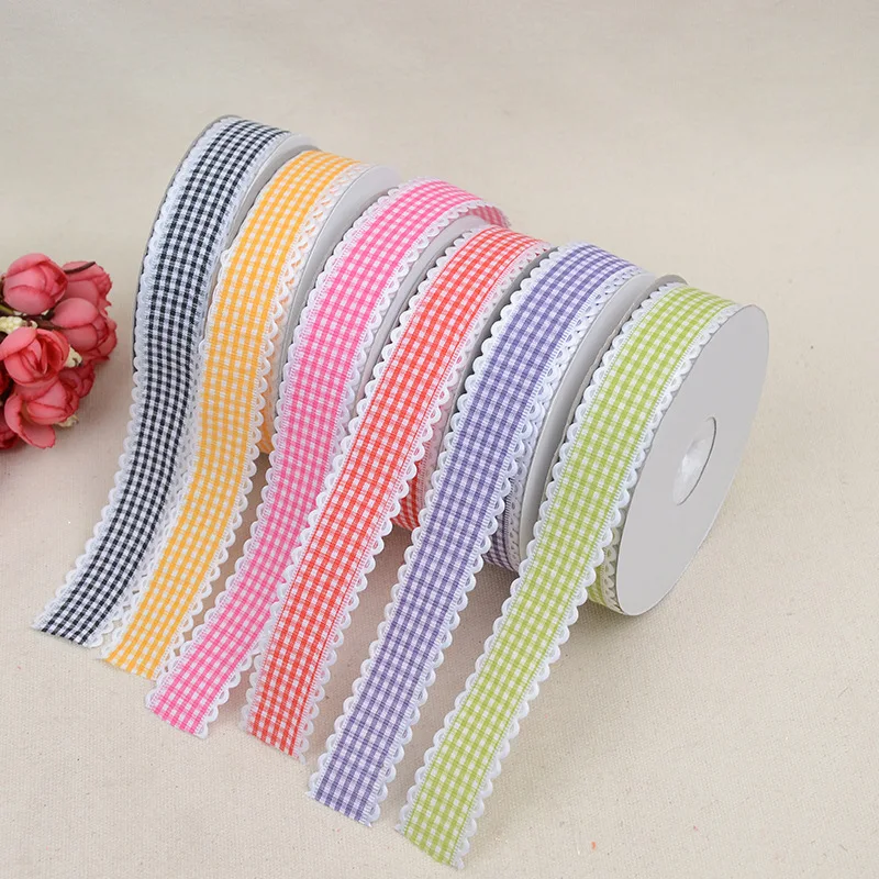 Grosgrain ленты печатных плед 1 &quot25 мм Высокое качество DIY свадебная одежда шитье и