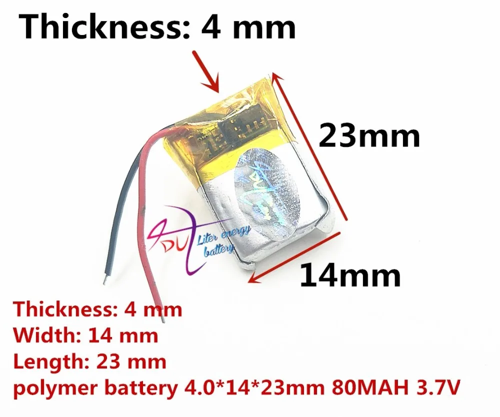 Полимерный 401423 041423 80MAH 3 7 V Автоспуск V8 Bluetooth Спортивная гарнитура литиевая