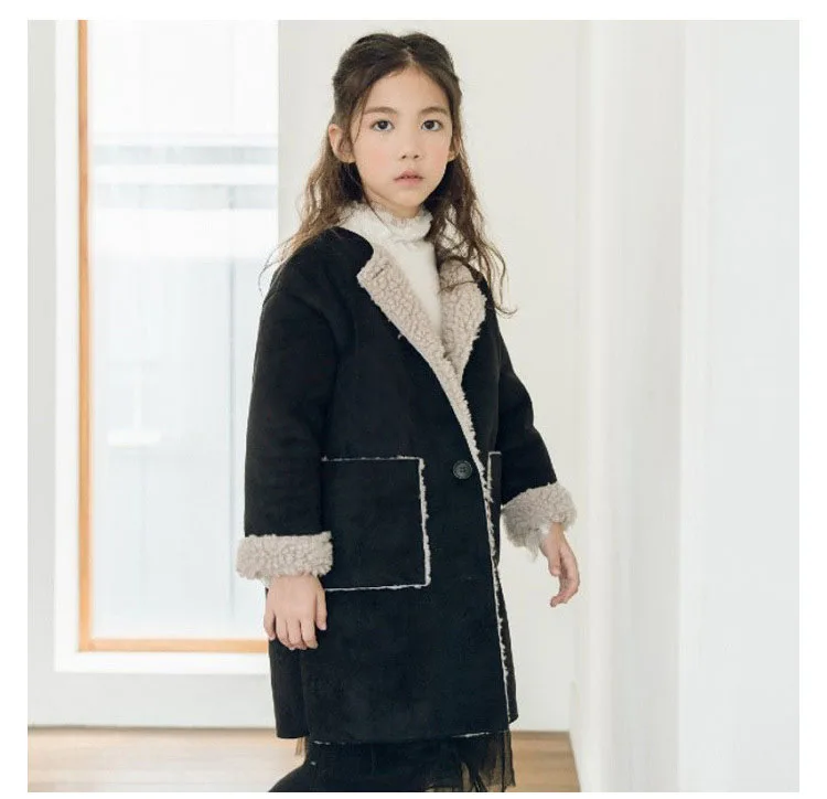 2018 casual woolen tops kids solid fleece jackets girls long winter coats clothes children o-neck long sleeve thick trench coats (10)