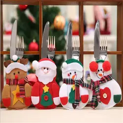 Рождественские украшения для вечерние Кухонные приборы сумки Снеговик Санта Клаус карман для столовых приборов украшения haveaniceday