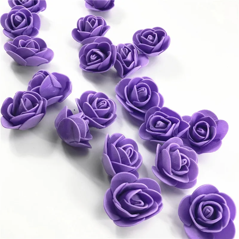 Foam Bear Mold PE Rose Artificial Flower Heads Rose Bear White Mold and Gift Box DIY Rose Bear Accessories Bag - Цвет: 500PCS purple