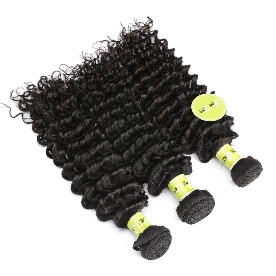 Promqueen Deep Wave Bundles With Closure Peruvian Human Hair 3 Bundles With Lace Closure Free/Middle Part Deep Curly Hair Promqueen Deep Wave Bundles With Closure Peruvian Human Hair 3 Bundles With Lace Closure Free/Middle Part Deep Curly Hair