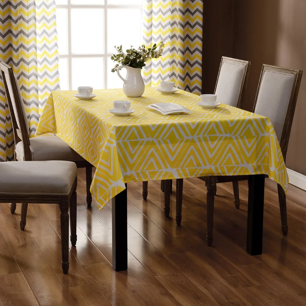 White Yellow Tablecloth Dining Table Cover Set Party Table Cloth