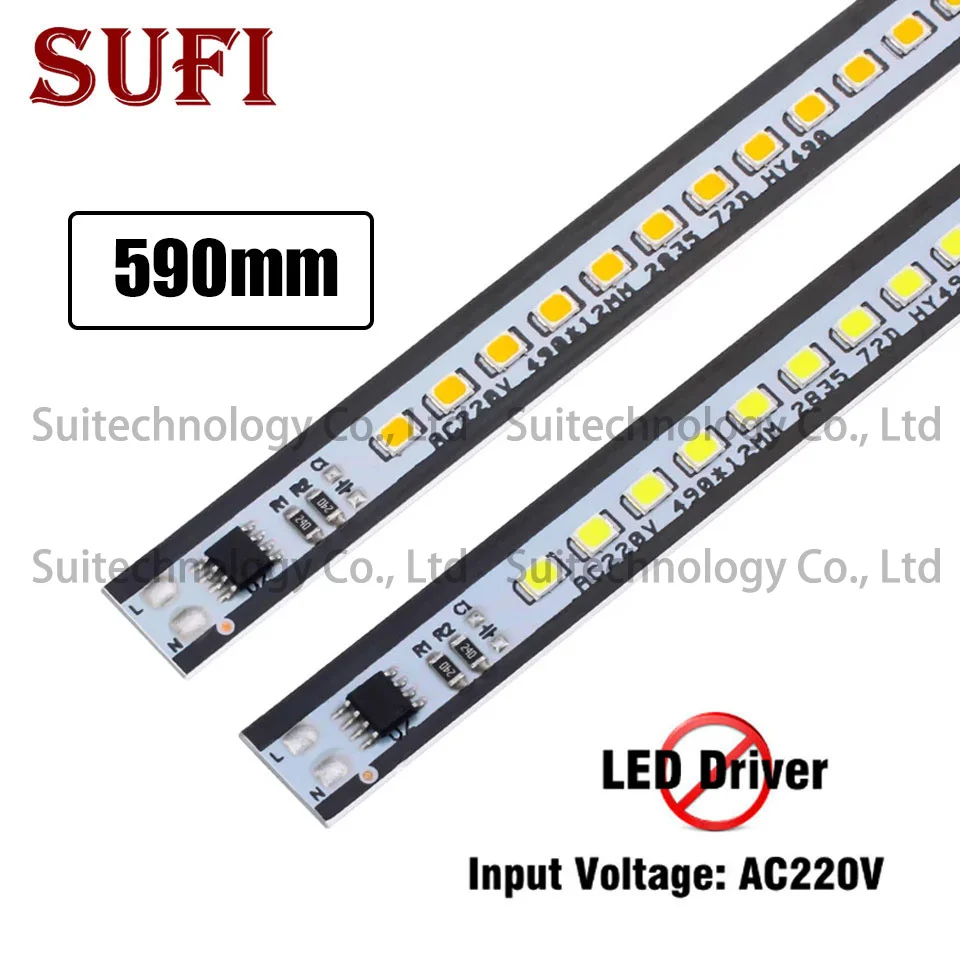 

LED Bar Lights AC220V High Brightness 59cm 72LEDs LED Showcase Under Cabinet Kitchen Lighting Hard Rigid Strip 590mm