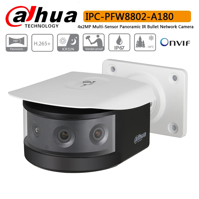 

Dahua IPC-PFW8802-A180 2MP Multi-Sensor Panoramic IR Bullet Network Camera with Max IR LED length 30m IP Camera IPC-PFW8802-A180