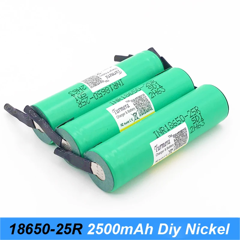 INR18650 25R with diy nickel 20a 2500mah lithium battery Turmera INR18650-25R 20amps for electronic cigarette /screwdriver 12v INR18650 25R with diy nickel 20a 2500mah lithium battery Turmera INR18650-25R 20amps for electronic cigarette /screwdriver 12v