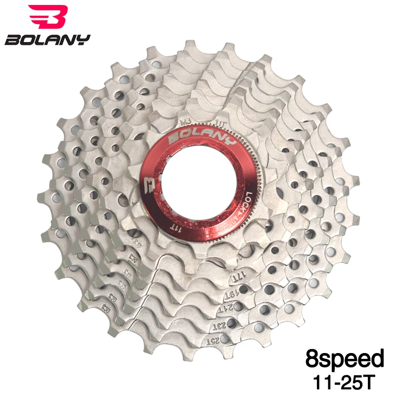 

Bolany Road Freewheel 8s 16s 24s Speed Carbon Steel Cassette Sprocket 11-25T Compatible Bicycle Parts