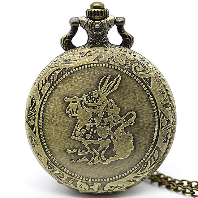 Bronze Rabbit &Girl Pocket Watch Alice in the Wonderful World Quartz Pocket Fob Watches Men Gifts Relogio De Bolso Bronze Rabbit &Girl Pocket Watch Alice in the Wonderful World Quartz Pocket Fob Watches Men Gifts Relogio De Bolso