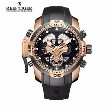 Reef Tiger Brand Mens Sport Watches Reloj Hombre Complicated Waterproof Automatic Military Rubber Strap Watch Relogio Masculino