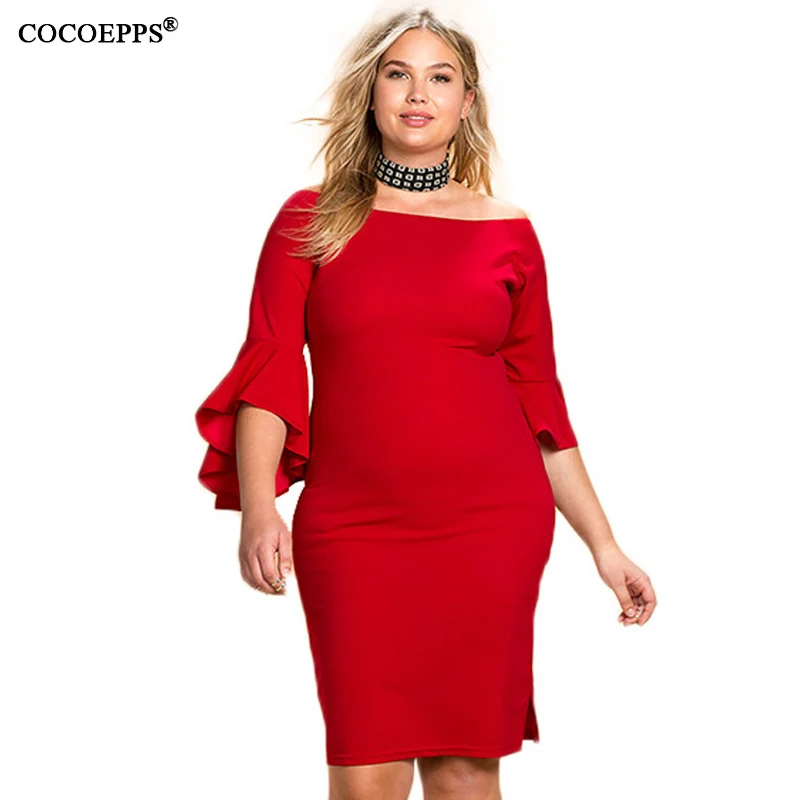 2017 Spring 6XL Plus Size Sexy Women Dresses Butterfly Sleeve Big Size