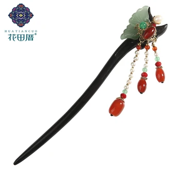 

Ethnic Handmade Green Butterfly Hair Sticks for Women Pearl Tassel Agat E Dangle Hairpin for Women Headpiece Vintage FZ-18013