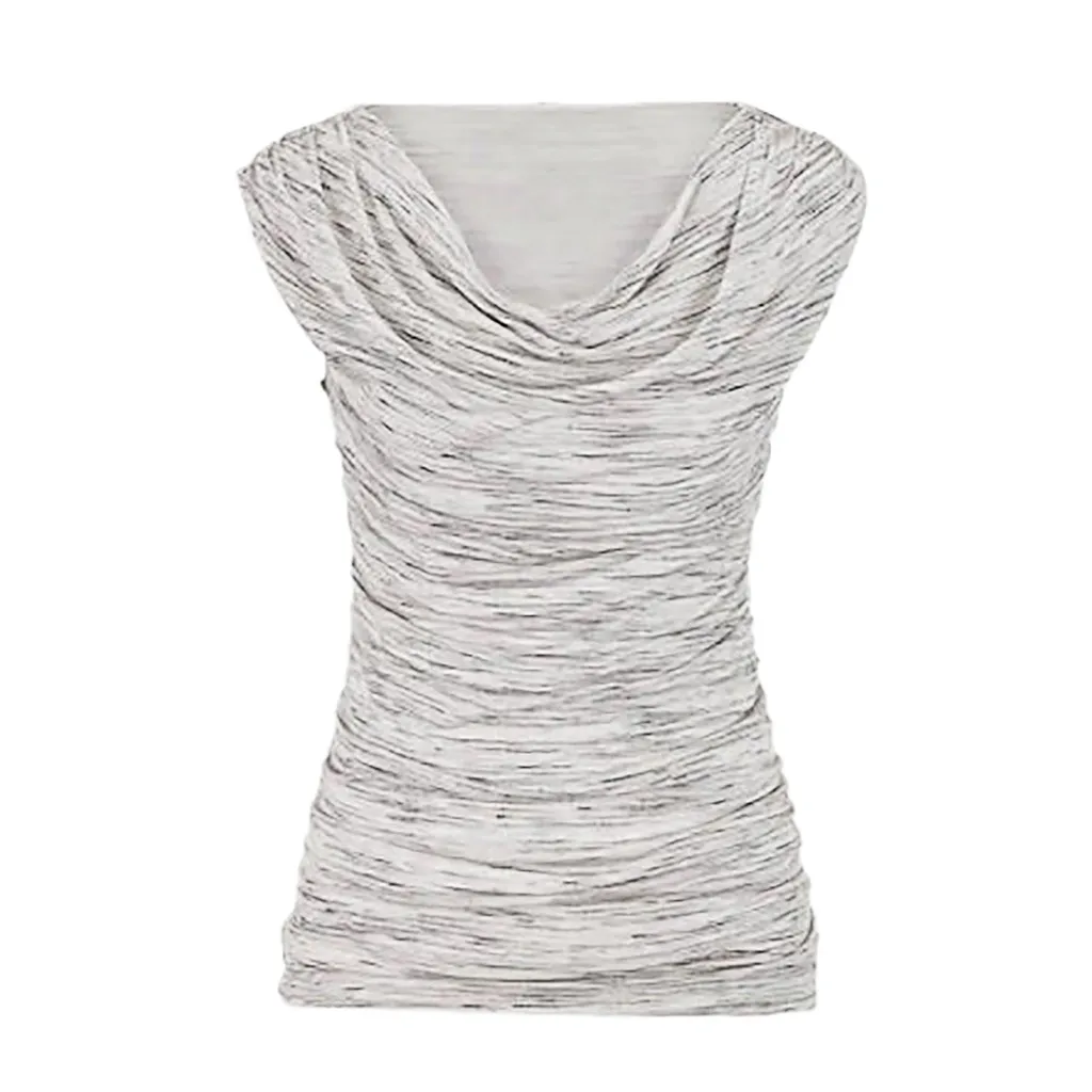 Женская повседневная одежда с круглым вырезом, Модный пуловер с оборками, жилет для девочек, без рукавов, тонкая, для похудения, одноцветная, 5XL - Цвет: White