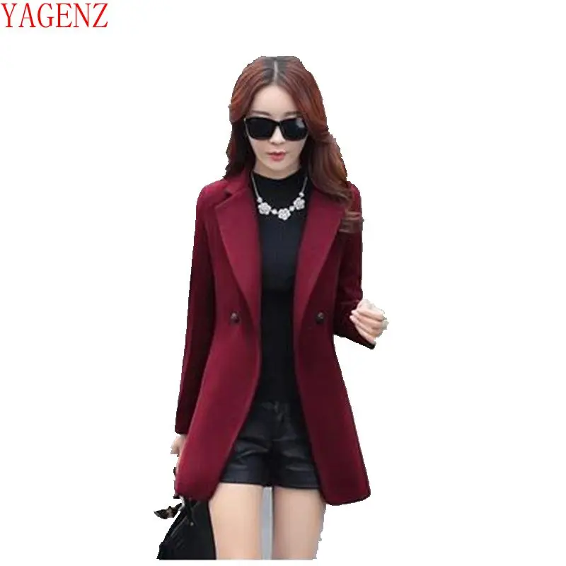 

YAGENZ Autumn/winter 2017 women new south Korean style fashion imitation cashmere coat Women's slim coat cloth coat OK179