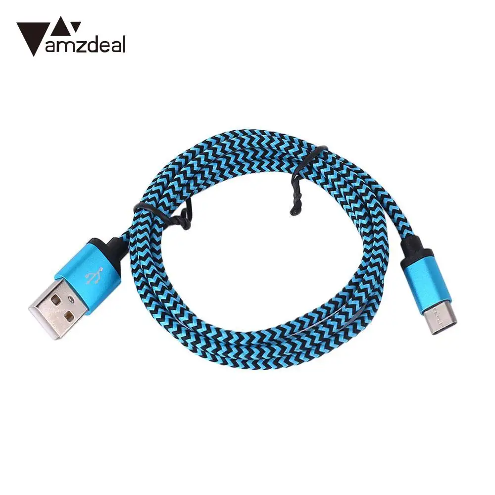 Amzdeal 1 متر نوع c 3.1 إلى النايلون مضفر USB-C سريع السريع شحن تهمة كابل بيانات عالية السرعة