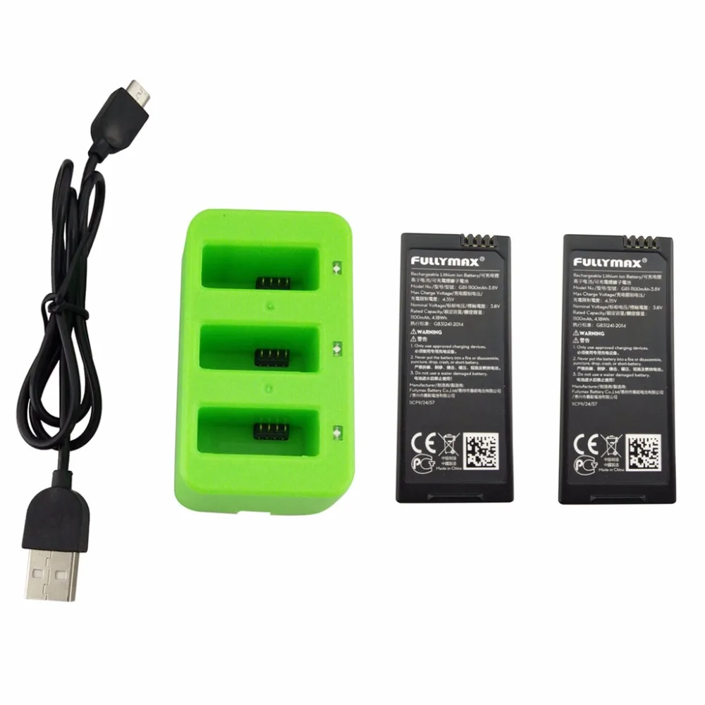 

TELLO four-axis aircraft spare parts remote drone 2PCS 3.8V 1100mah lithium battery with 3 in 1 charger
