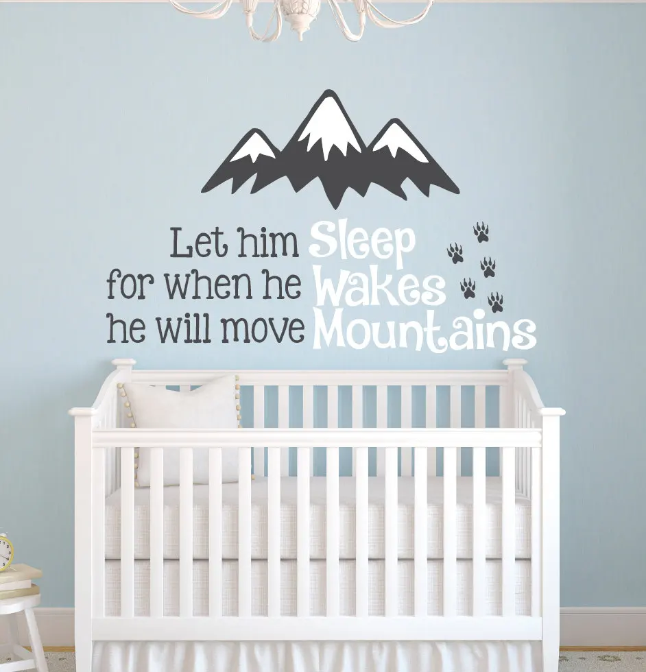 Nordic Style Mountains Quotes Wall Sticker Kids Room Decor Baby Nursery